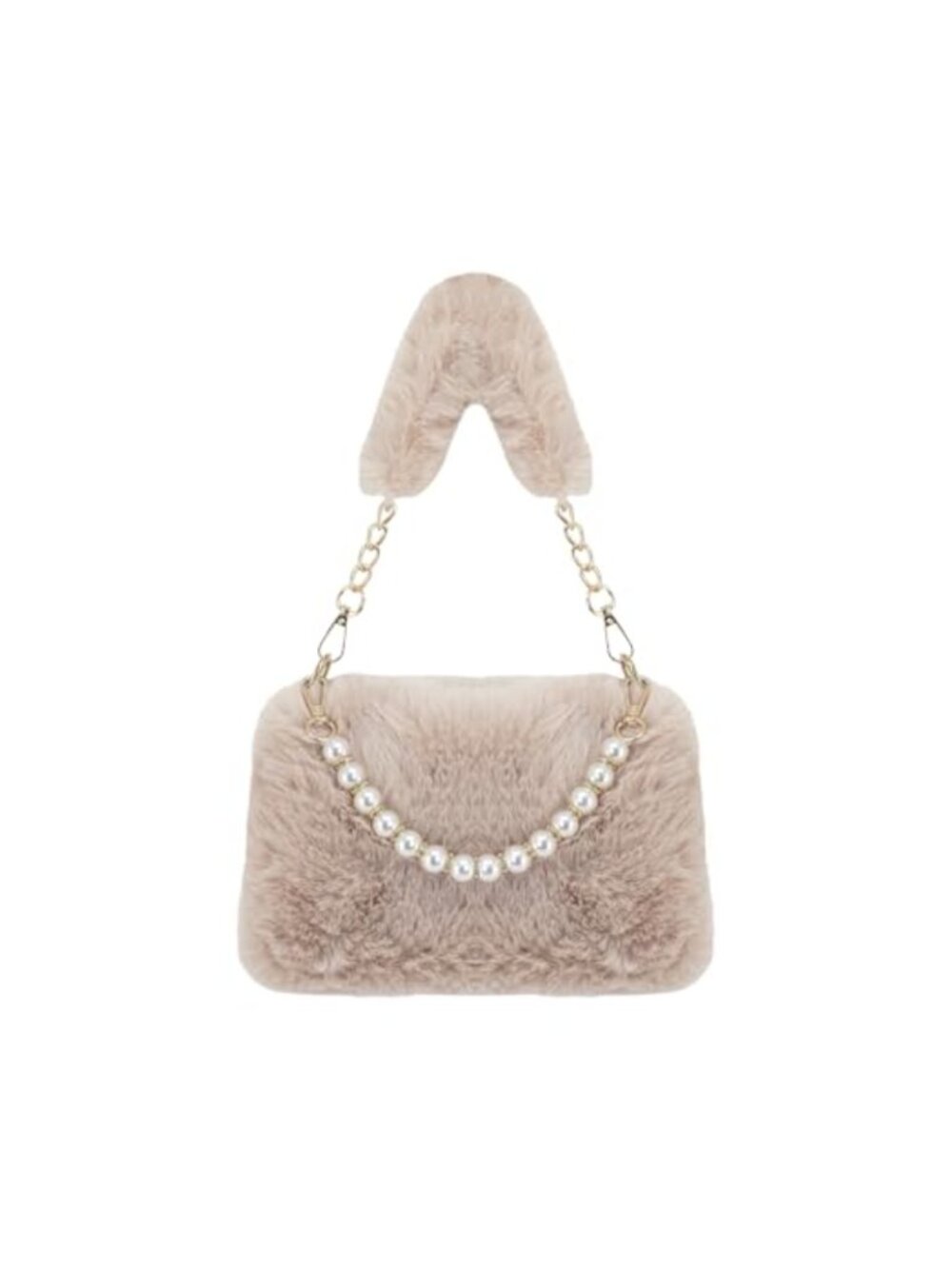 Faux Fur Crossbody Bag Small Plush Shoulder Purse Detachable Strap